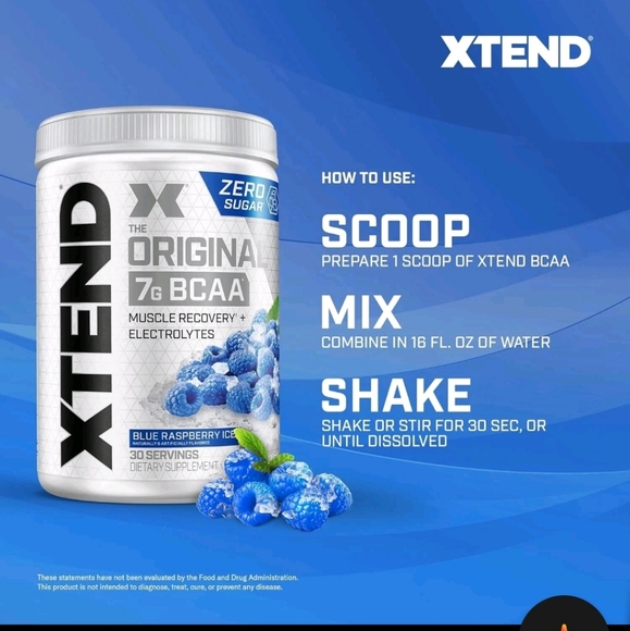 2 X Xtend, The Original 7G BCAA, Blue Raspberry Ice, 14.8 oz (420 g) - Picture 7 of 11